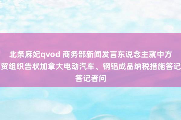 北条麻妃qvod 商务部新闻发言东说念主就中方辞世贸组织告状加拿大电动汽车、钢铝成品纳税措施答记者问