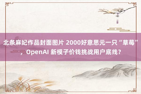 北条麻妃作品封面图片 2000好意思元一只“草莓”，OpenAI 新模子价钱挑战用户底线？