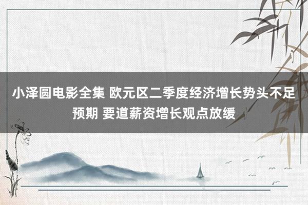 小泽圆电影全集 欧元区二季度经济增长势头不足预期 要道薪资增长观点放缓