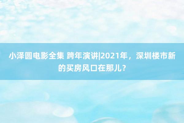 小泽圆电影全集 跨年演讲|2021年，深圳楼市新的买房风口在那儿？