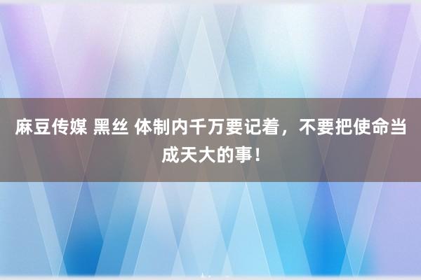 麻豆传媒 黑丝 体制内千万要记着，不要把使命当成天大的事！