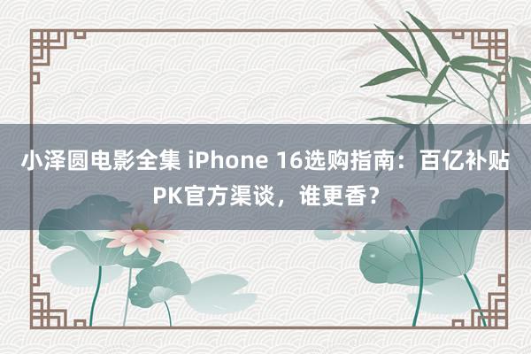 小泽圆电影全集 iPhone 16选购指南：百亿补贴PK官方渠谈，谁更香？