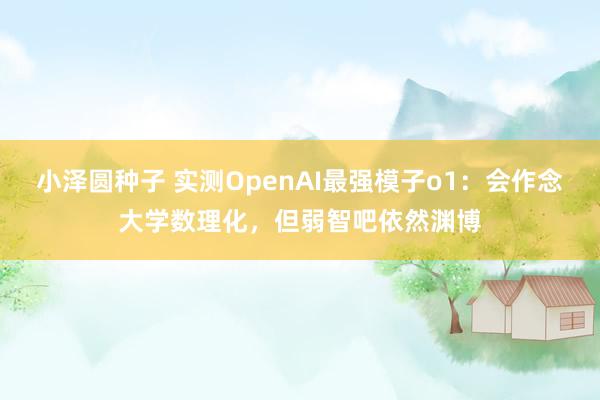 小泽圆种子 实测OpenAI最强模子o1：会作念大学数理化，但弱智吧依然渊博