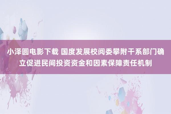 小泽圆电影下载 国度发展校阅委攀附干系部门确立促进民间投资资金和因素保障责任机制