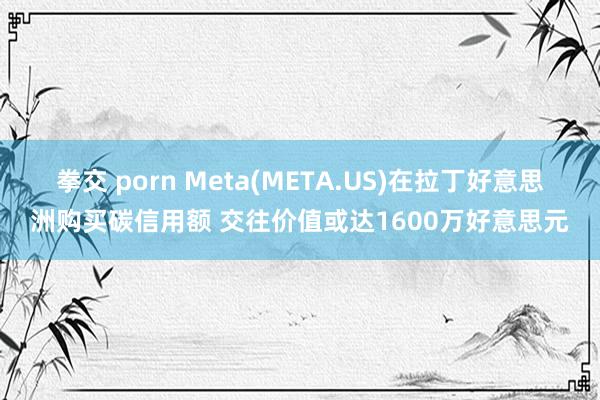 拳交 porn Meta(META.US)在拉丁好意思洲购买碳信用额 交往价值或达1600万好意思元