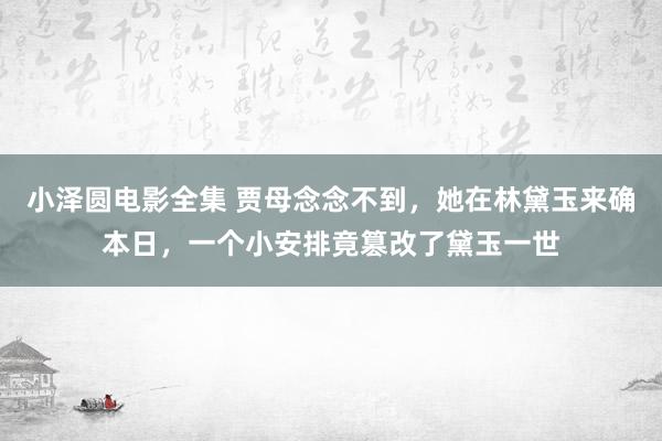 小泽圆电影全集 贾母念念不到，她在林黛玉来确本日，一个小安排竟篡改了黛玉一世