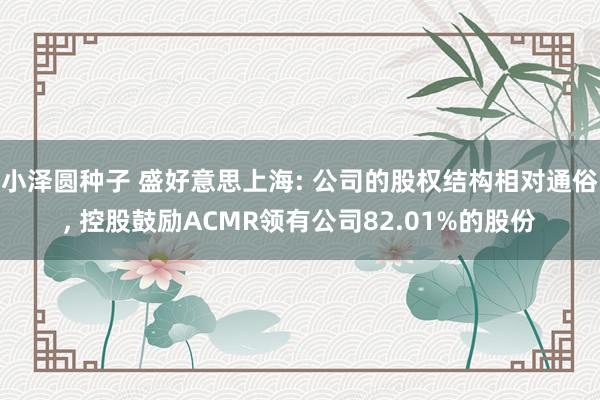 小泽圆种子 盛好意思上海: 公司的股权结构相对通俗, 控股鼓励ACMR领有公司82.01%的股份