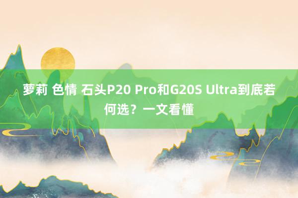 萝莉 色情 石头P20 Pro和G20S Ultra到底若何选？一文看懂