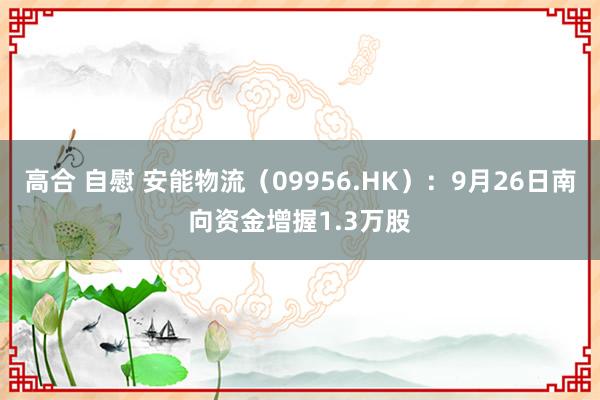 高合 自慰 安能物流（09956.HK）：9月26日南向资金增握1.3万股