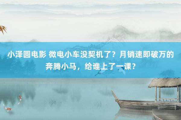 小泽圆电影 微电小车没契机了？月销速即破万的奔腾小马，给谁上了一课？