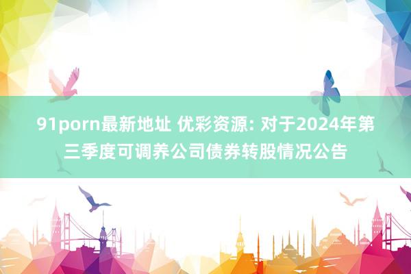 91porn最新地址 优彩资源: 对于2024年第三季度可调养公司债券转股情况公告