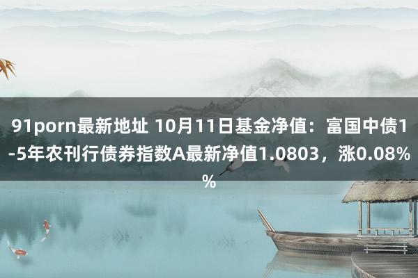 91porn最新地址 10月11日基金净值：富国中债1-5年农刊行债券指数A最新净值1.0803，涨0.08%