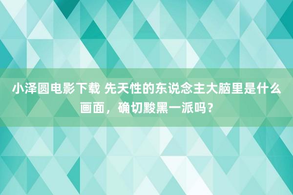 小泽圆电影下载 先天性的东说念主大脑里是什么画面，确切黢黑一派吗？