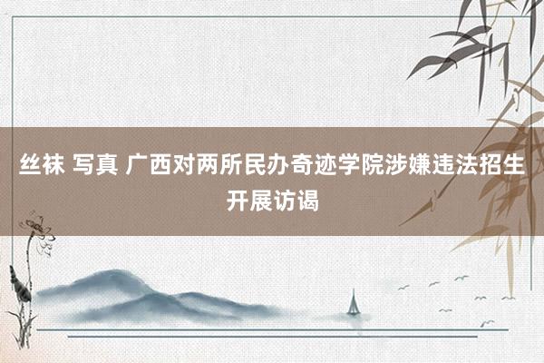 丝袜 写真 广西对两所民办奇迹学院涉嫌违法招生开展访谒