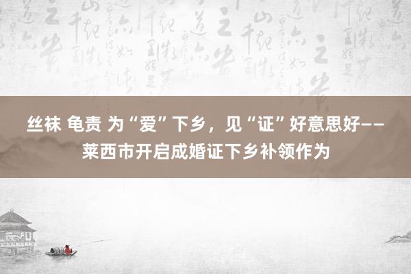 丝袜 龟责 为“爱”下乡，见“证”好意思好——莱西市开启成婚证下乡补领作为