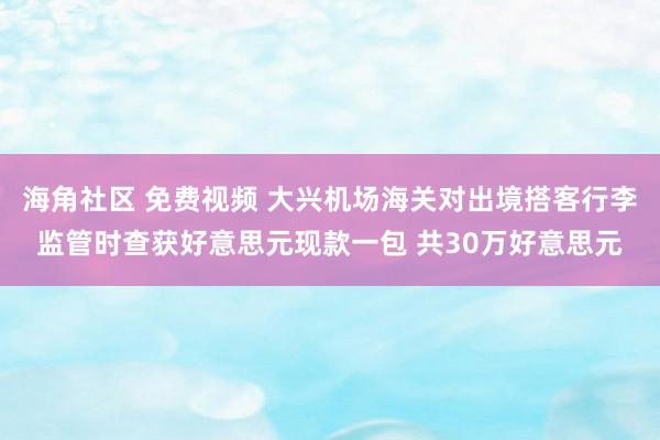 海角社区 免费视频 大兴机场海关对出境搭客行李监管时查获好意思元现款一包 共30万好意思元