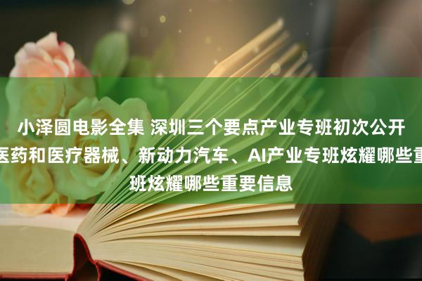 小泽圆电影全集 深圳三个要点产业专班初次公开亮相：医药和医疗器械、新动力汽车、AI产业专班炫耀哪些重要信息