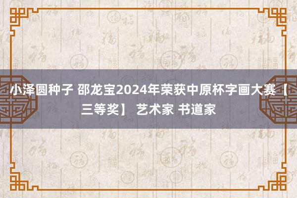 小泽圆种子 邵龙宝2024年荣获中原杯字画大赛【三等奖】 艺术家 书道家