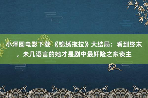 小泽圆电影下载 《锦绣拖拉》大结局：看到终末，未几语言的她才是剧中最奸险之东谈主