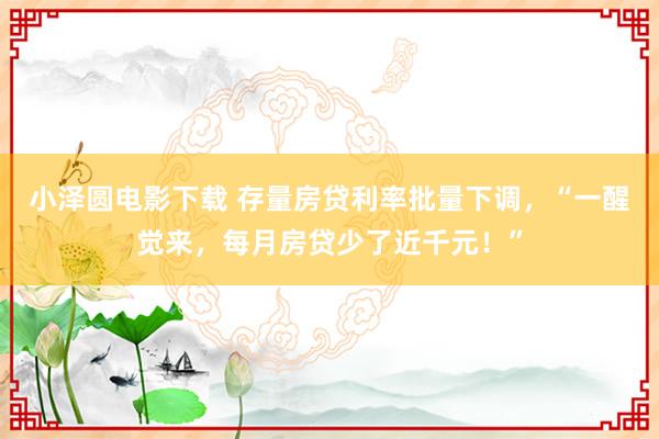 小泽圆电影下载 存量房贷利率批量下调，“一醒觉来，每月房贷少了近千元！”