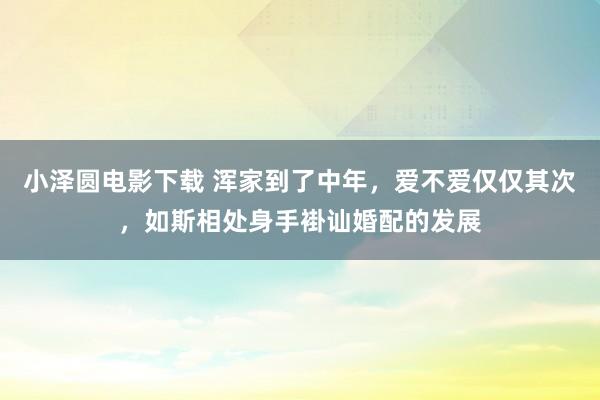 小泽圆电影下载 浑家到了中年，爱不爱仅仅其次，如斯相处身手褂讪婚配的发展