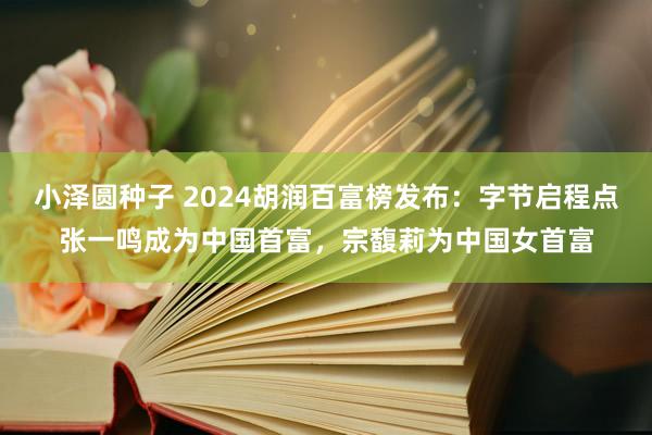 小泽圆种子 2024胡润百富榜发布：字节启程点张一鸣成为中国首富，宗馥莉为中国女首富