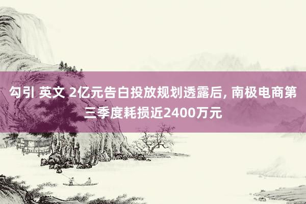 勾引 英文 2亿元告白投放规划透露后, 南极电商第三季度耗损近2400万元