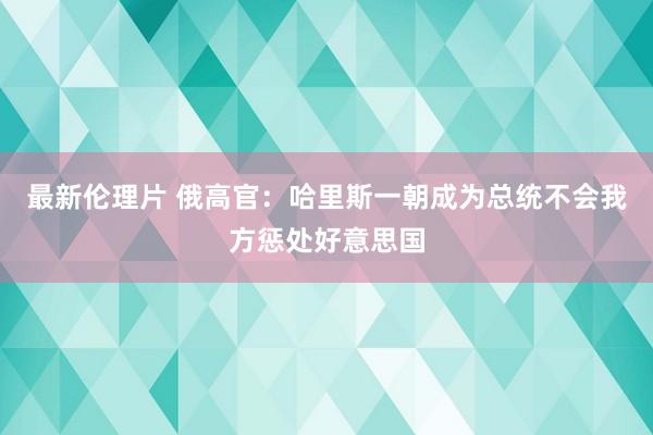 最新伦理片 俄高官：哈里斯一朝成为总统不会我方惩处好意思国