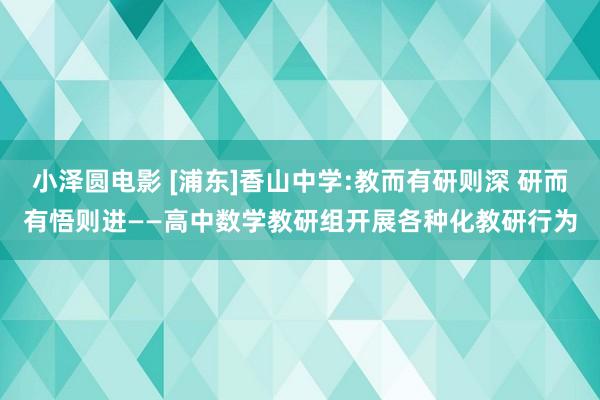 小泽圆电影 [浦东]香山中学:教而有研则深 研而有悟则进——高中数学教研组开展各种化教研行为