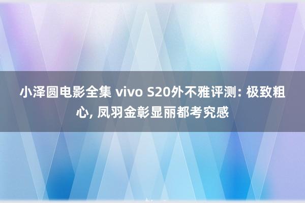 小泽圆电影全集 vivo S20外不雅评测: 极致粗心, 凤羽金彰显丽都考究感