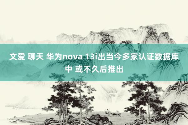 文爱 聊天 华为nova 13i出当今多家认证数据库中 或不久后推出