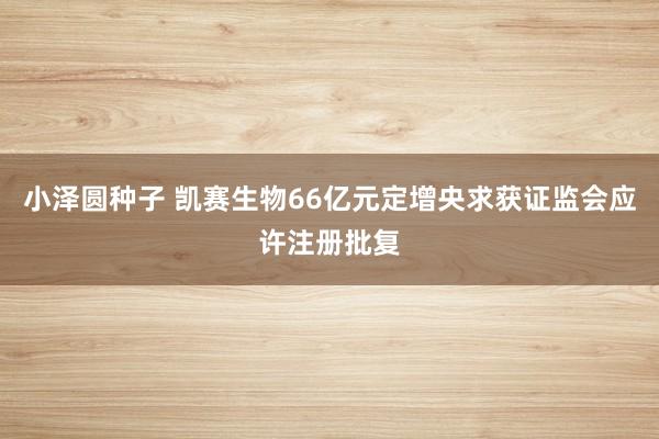 小泽圆种子 凯赛生物66亿元定增央求获证监会应许注册批复