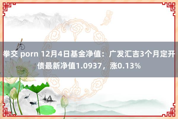 拳交 porn 12月4日基金净值：广发汇吉3个月定开债最新净值1.0937，涨0.13%