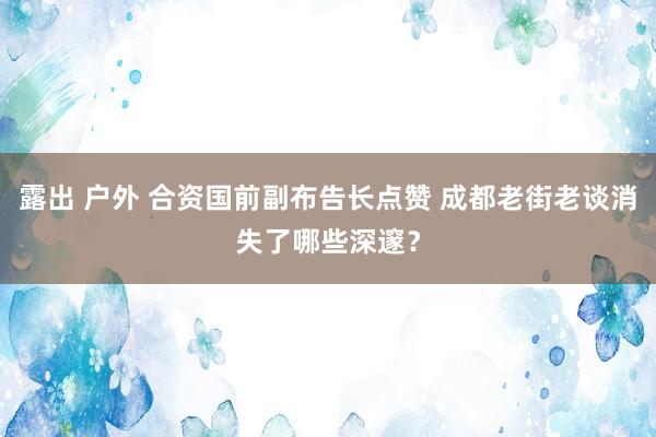 露出 户外 合资国前副布告长点赞 成都老街老谈消失了哪些深邃？