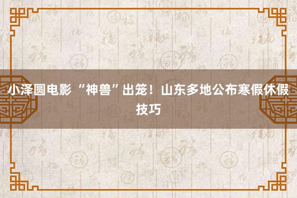 小泽圆电影 “神兽”出笼！山东多地公布寒假休假技巧