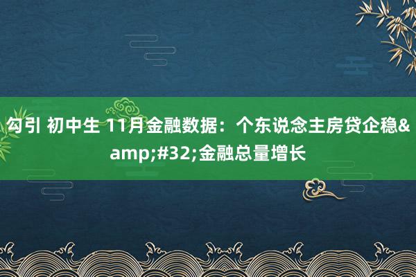 勾引 初中生 11月金融数据：个东说念主房贷企稳&#32;金融总量增长