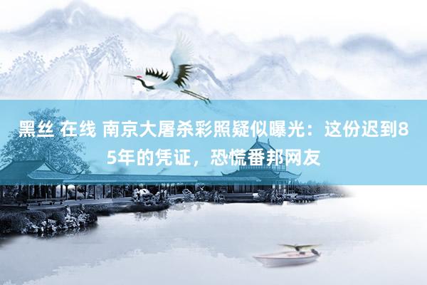 黑丝 在线 南京大屠杀彩照疑似曝光：这份迟到85年的凭证，恐慌番邦网友