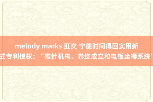 melody marks 肛交 宁德时间得回实用新式专利授权：“推针机构、卷绕成立和电板坐褥系统”