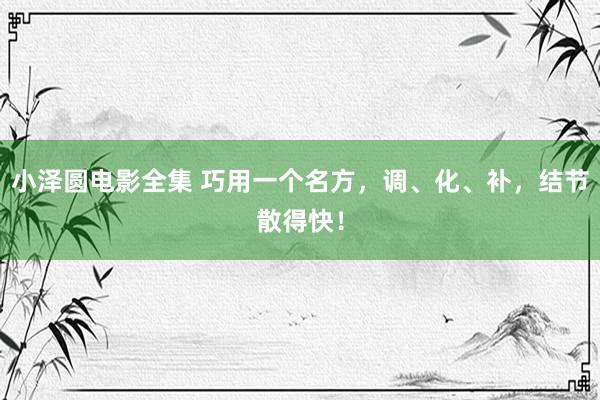 小泽圆电影全集 巧用一个名方，调、化、补，结节散得快！