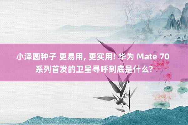 小泽圆种子 更易用， 更实用! 华为 Mate 70 系列首发的卫星寻呼到底是什么?