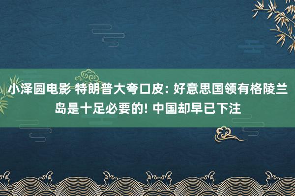 小泽圆电影 特朗普大夸口皮: 好意思国领有格陵兰岛是十足必要的! 中国却早已下注