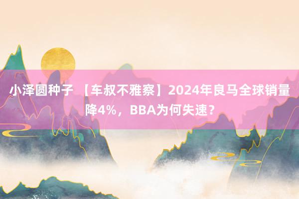 小泽圆种子 【车叔不雅察】2024年良马全球销量降4%，BBA为何失速？